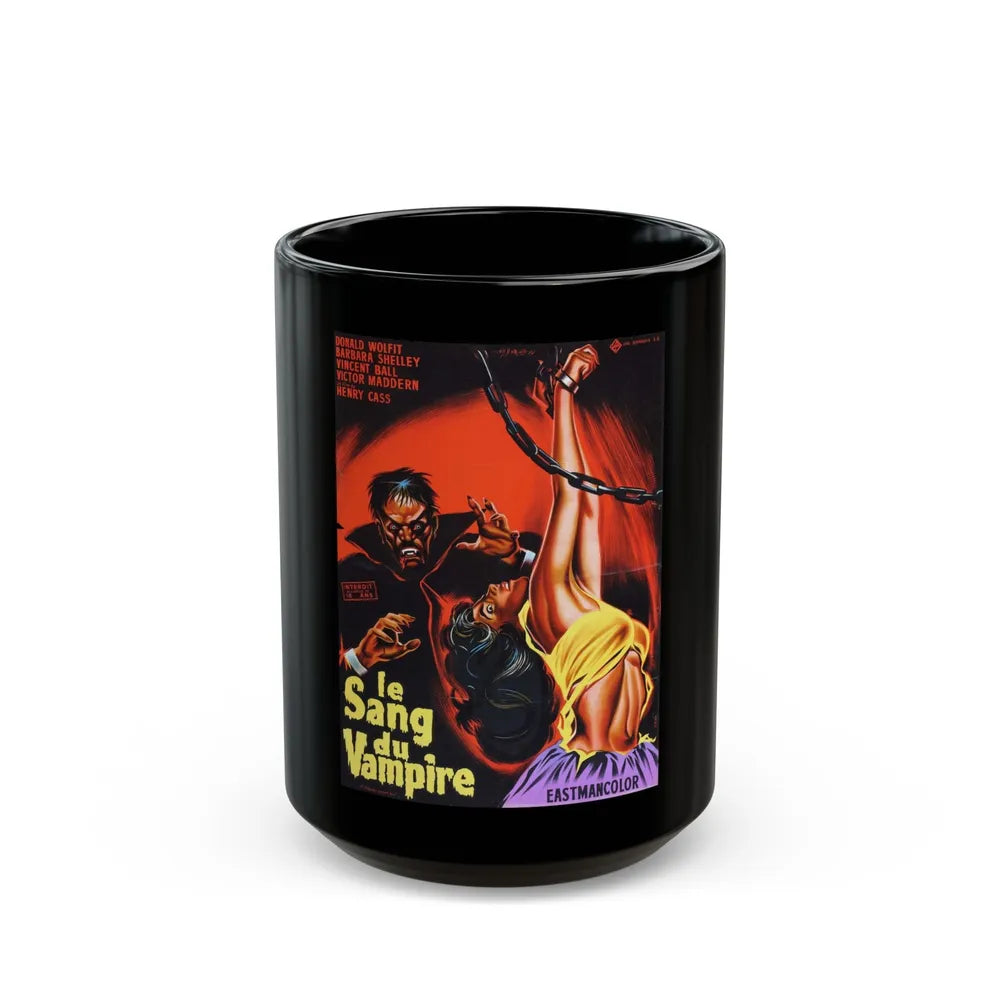 BLOOD OF THE VAMPIRE (FRENCH) 1958 Movie Poster - Black Coffee Mug-15oz-Go Mug Yourself