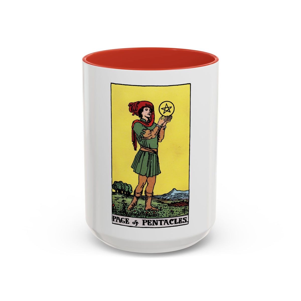The Page of Pentacles (Tarot Card) Accent Coffee Mug