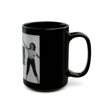 Helene Hayden #09 - 2 Pages, 3 B&W Photos & Caption from EYE Digest Mag. Nov. '53 (Vintage Female Icon) Black Coffee Mug-Go Mug Yourself