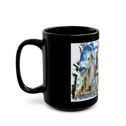 Broad and Chestnut Streets facing City Hall, Philadelphia - Black Coffee Mug-Go Mug Yourself