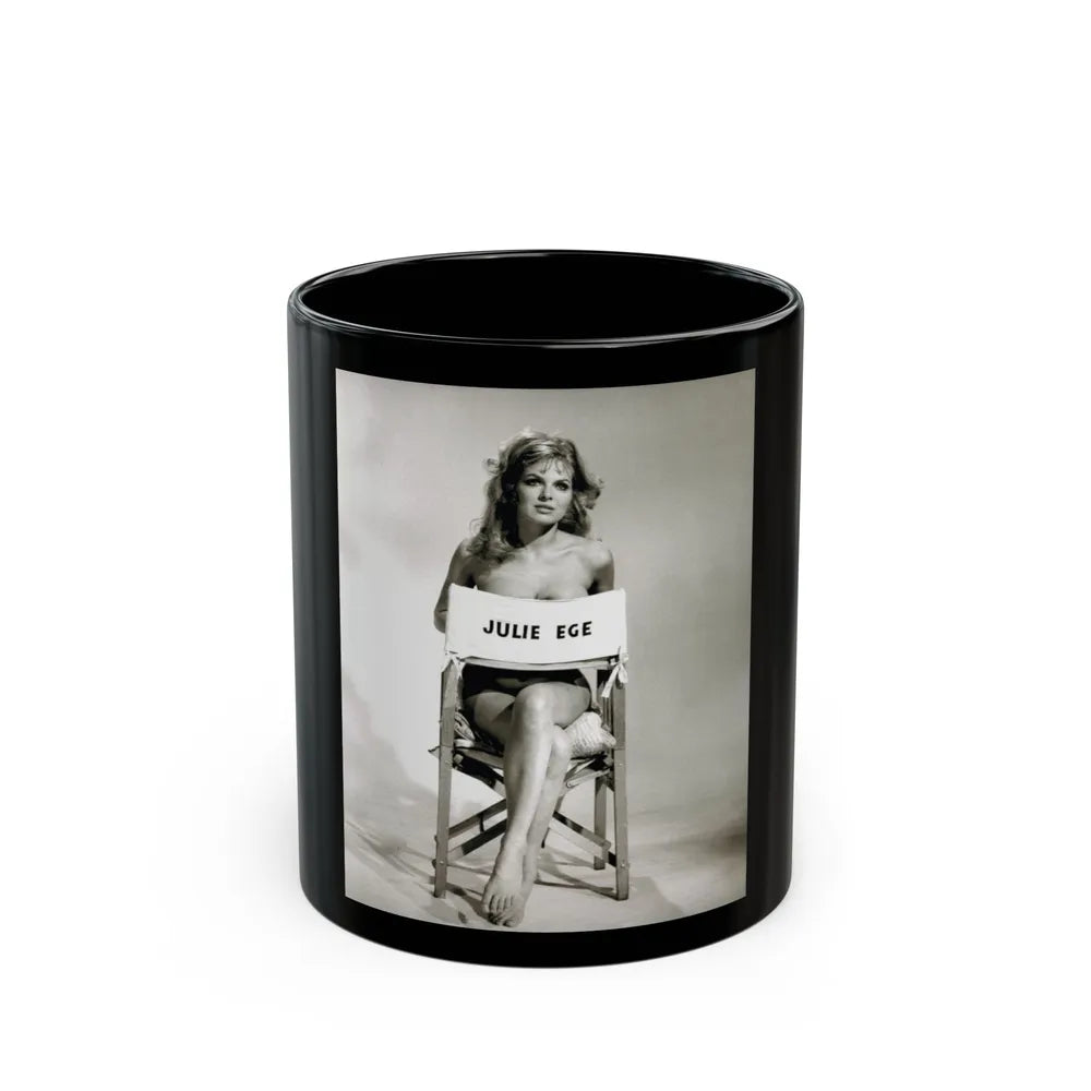 Julie Ege #270 - 8x10 B&W Full Body Semi Nude from 70's via a HQ LQ Re-Strike from (Vintage Female Icon) Black Coffee Mug-11oz-Go Mug Yourself