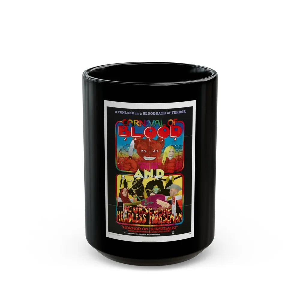 CARNIVAL OF BLOOD + CURSE OF THE HEADLESS HORSEMAN 1970 Movie Poster - Black Coffee Mug-15oz-Go Mug Yourself