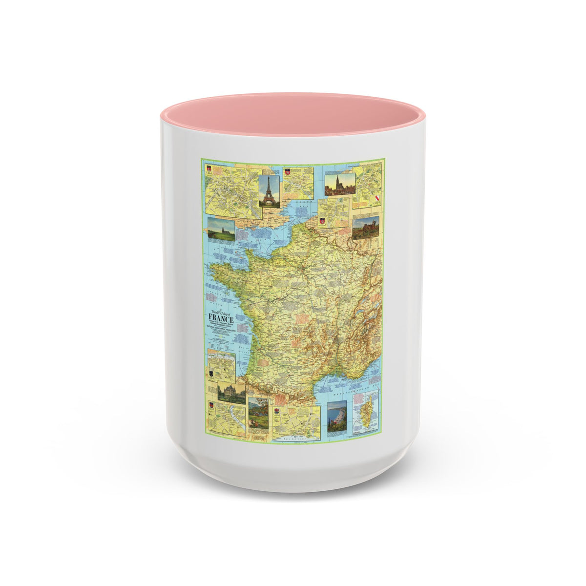 France - A Traveller's Map 1 (1971) (Map) Accent Coffee Mug