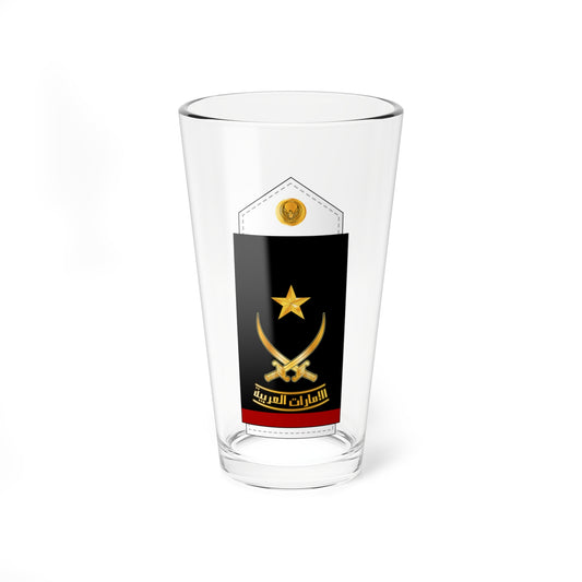 Black shoulder board with a gold star above crossed gold swords and a red band at the base, in vector style.