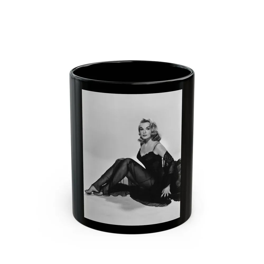 Leslie Parrish #01 (Vintage Female Icon) Black Coffee Mug-11oz-Go Mug Yourself