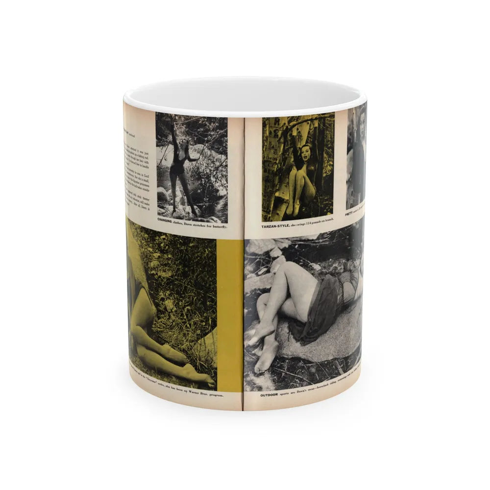 Dawn Richard #47 - [Pages 36 & 37] Including Pages 1 & 2 of 4 with, 5 B&W Photos, Captions & Article from SEE FOR MEN Mag. Nov. '57 (Vintage Female Icon) White Coffee Mug-11oz-Go Mug Yourself