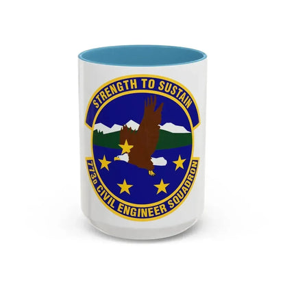 773 Civil Engineer Squadron PACAF (U.S. Air Force) Accent Coffee Mug 15oz Light Blue - Go Mug Yourself