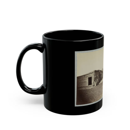 Union Soldiers, In Camp, Posed In Front Of Log Buildings (U.S. Civil War) Black Coffee Mug