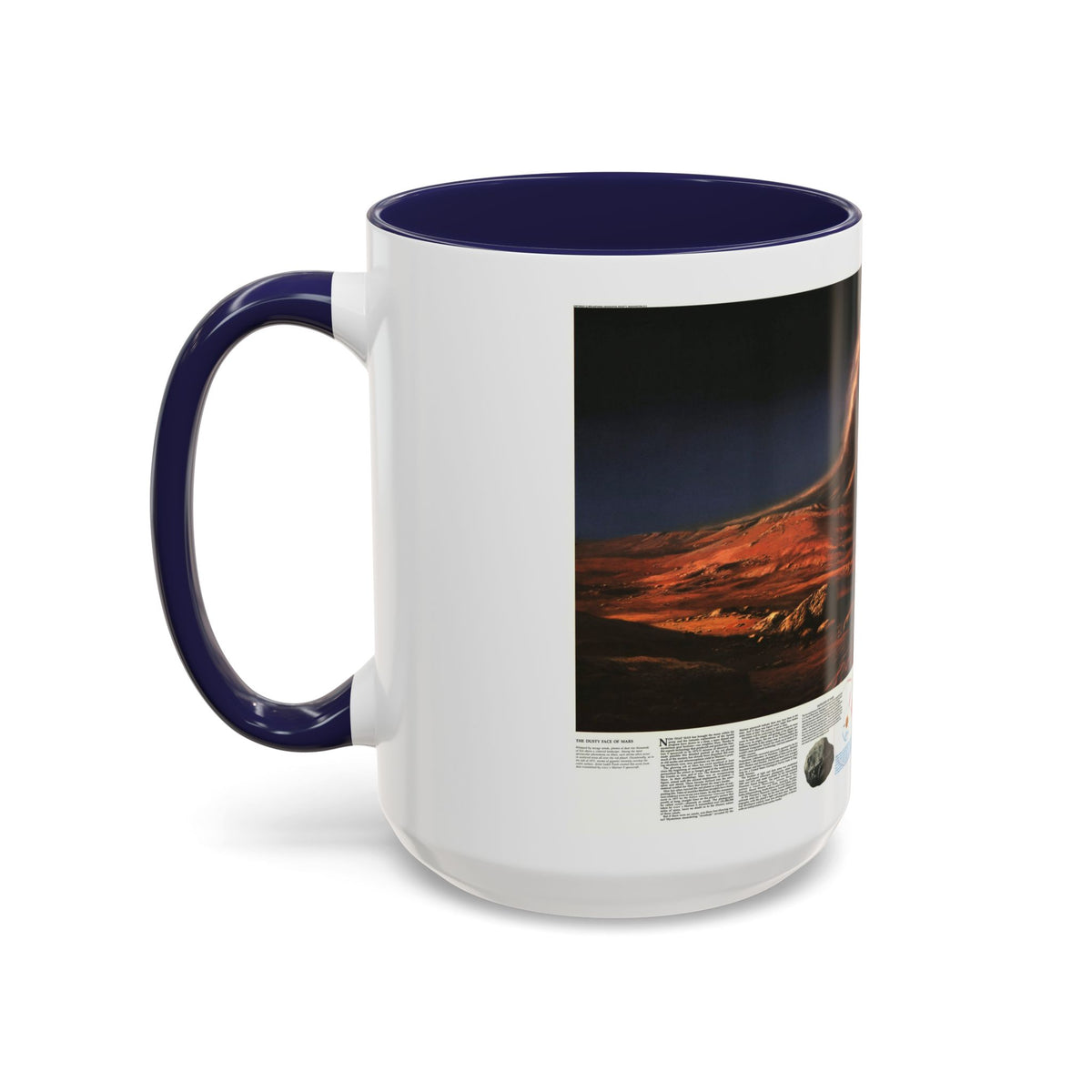 Space - MARS, Dusty Face of (1973) (Map) Accent Coffee Mug