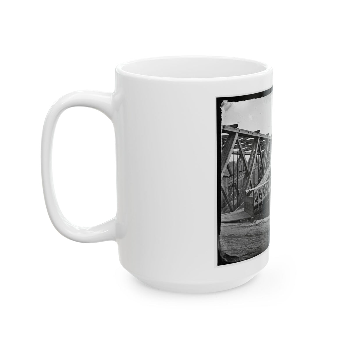 Washington, D.C. Chain Bridge Over The Potomac; Chesapeake And Ohio Canal In Foreground (U.S. Civil War) White Coffee Mug