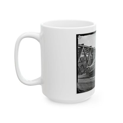 Washington, D.C. Chain Bridge Over The Potomac; Chesapeake And Ohio Canal In Foreground (U.S. Civil War) White Coffee Mug