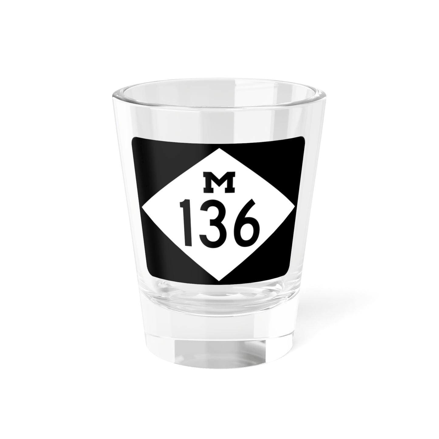 M-136 rectangle (Michigan) (Road Sign) Shot Glass 1.5oz