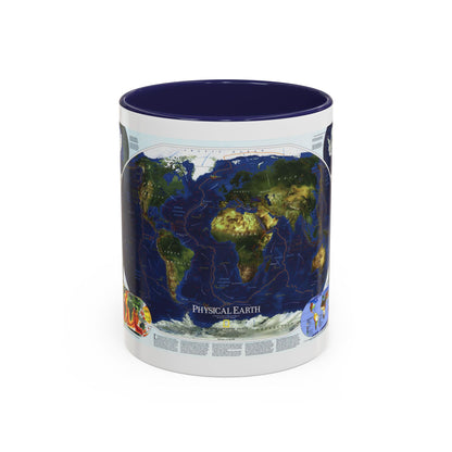 World Map - Physical Earth 1 (1998) (Map) Accent Coffee Mug