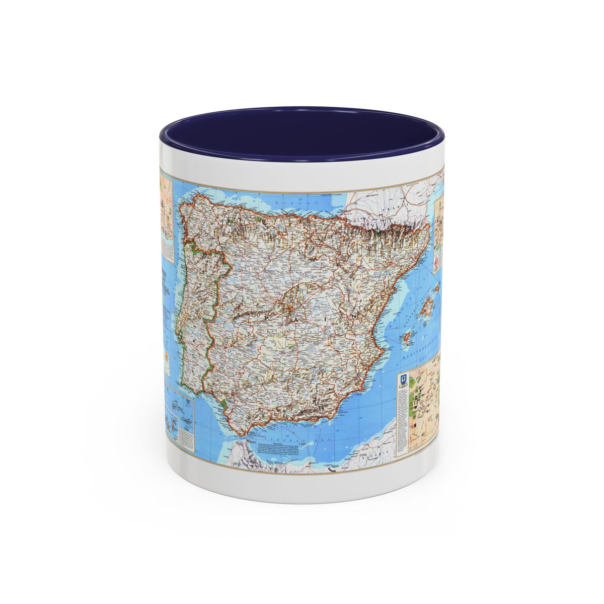 Spain and Portugal (1998) (Map) Accent Coffee Mug