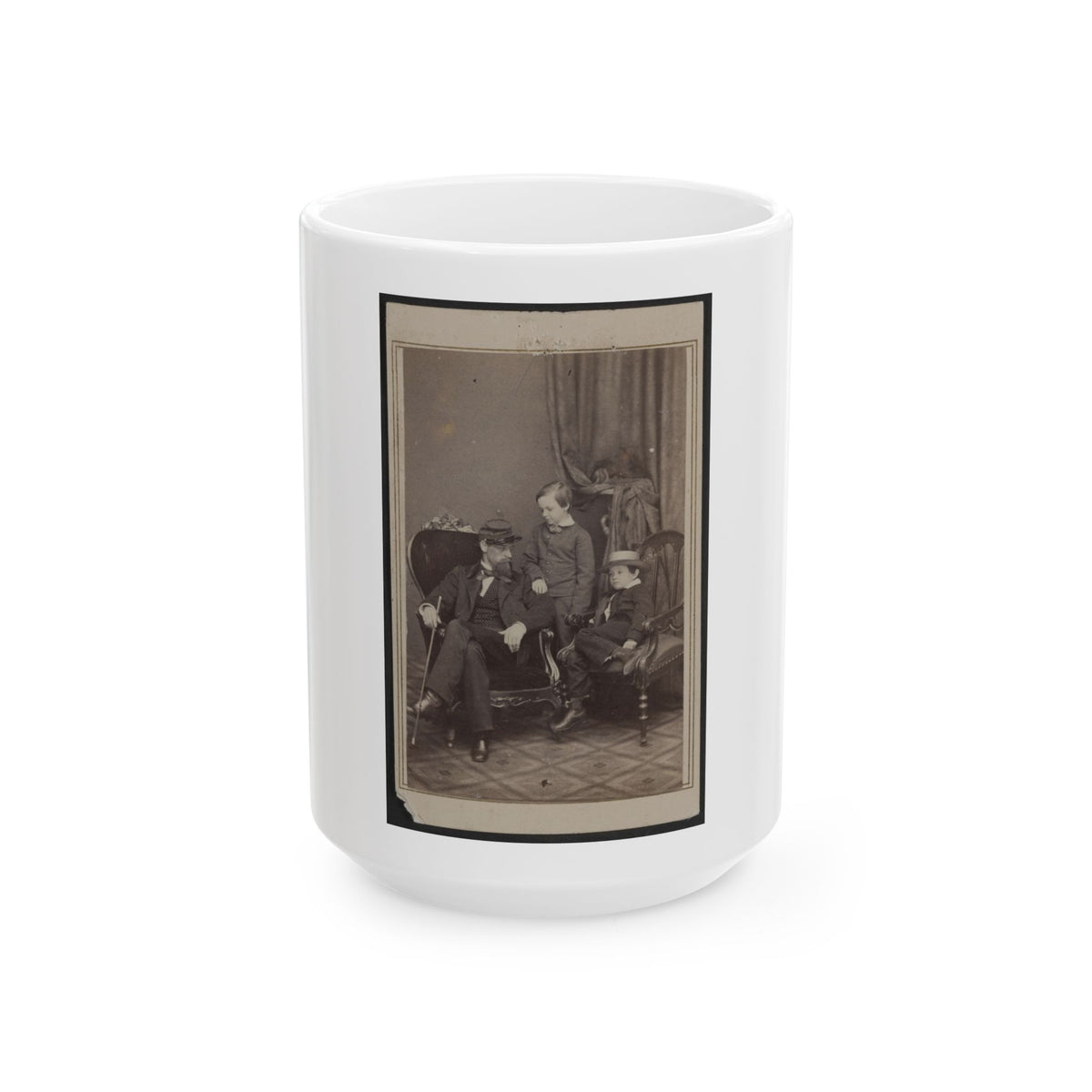 Willie And Tad Lincoln, Sons Of President Abraham Lincoln, With Their Cousin Lockwood Todd (U.S. Civil War) White Coffee Mug