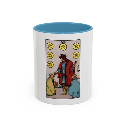 The 6 of Pentacles (Tarot Card) Accent Coffee Mug