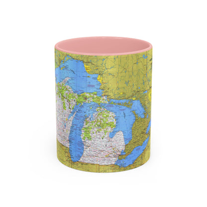 USA - Wisconsin, Michigan ,Great Lakes 1 (1973) (Map) Accent Coffee Mug