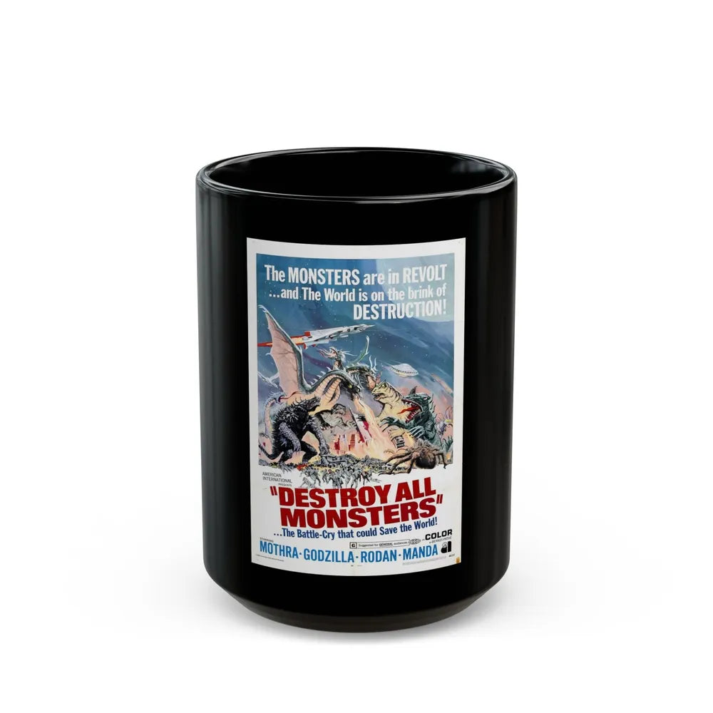 DESTROY ALL MONSTERS (GODZILLA) 1968 Movie Poster - Black Coffee Mug-15oz-Go Mug Yourself