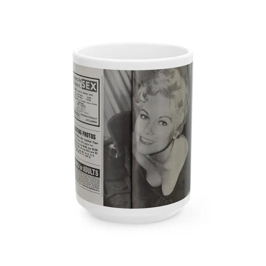 Kim Novak #219 - Pose! Pocket Mag. July '58 - 1 B&W Part Centerfold Photo (Vintage Female Icon) White Coffee Mug-15oz-Go Mug Yourself