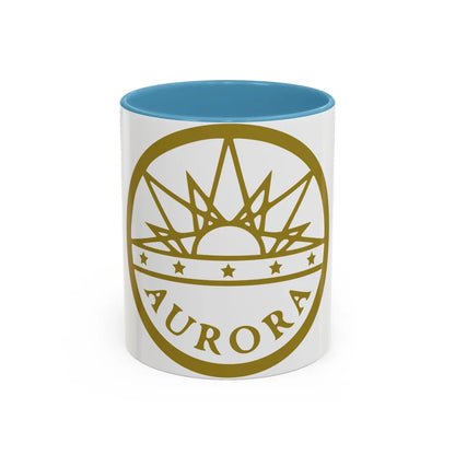 Seal of Aurora Colorado - Accent Coffee Mug-11oz-Light Blue-Go Mug Yourself