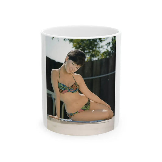 Yvonne Craig #274 - 8x10 Color 2-Piece Hawaiian Bikini Pin-Up Photo from 60's2 (Vintage Female Icon) White Coffee Mug-11oz-Go Mug Yourself