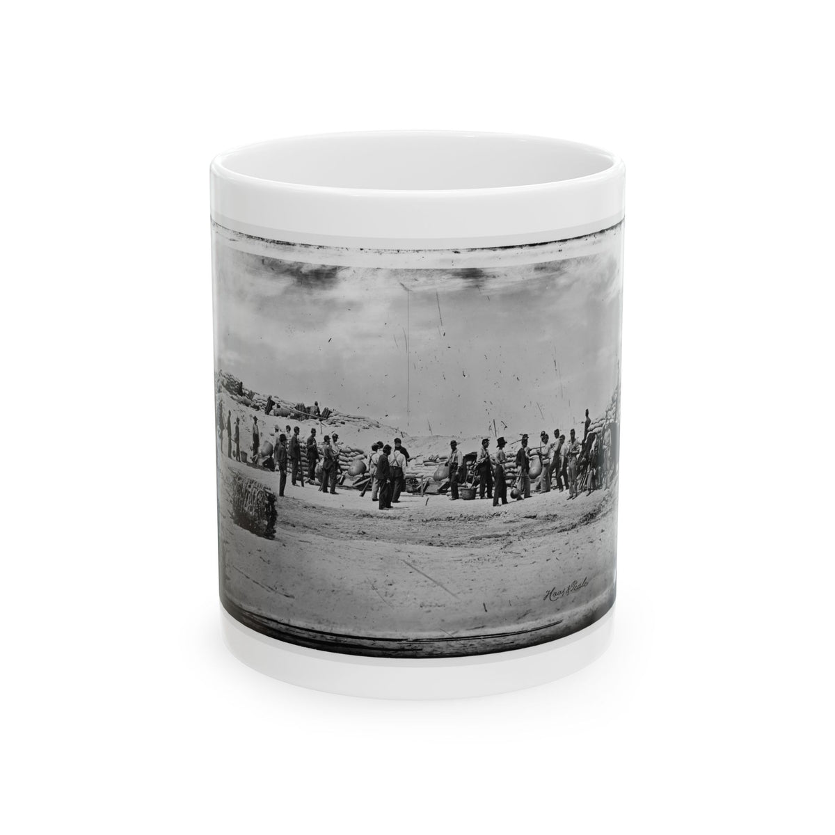 Battery Reynolds. Five 10-Inch Siege Mortars Against Wagner (U.S. Civil War) White Coffee Mug