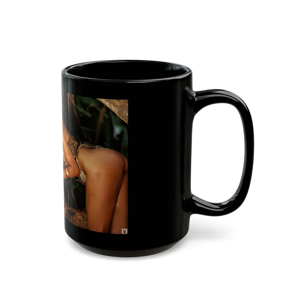 Barbara Carrera #86 (Vintage Female Icon) Black Coffee Mug-Go Mug Yourself