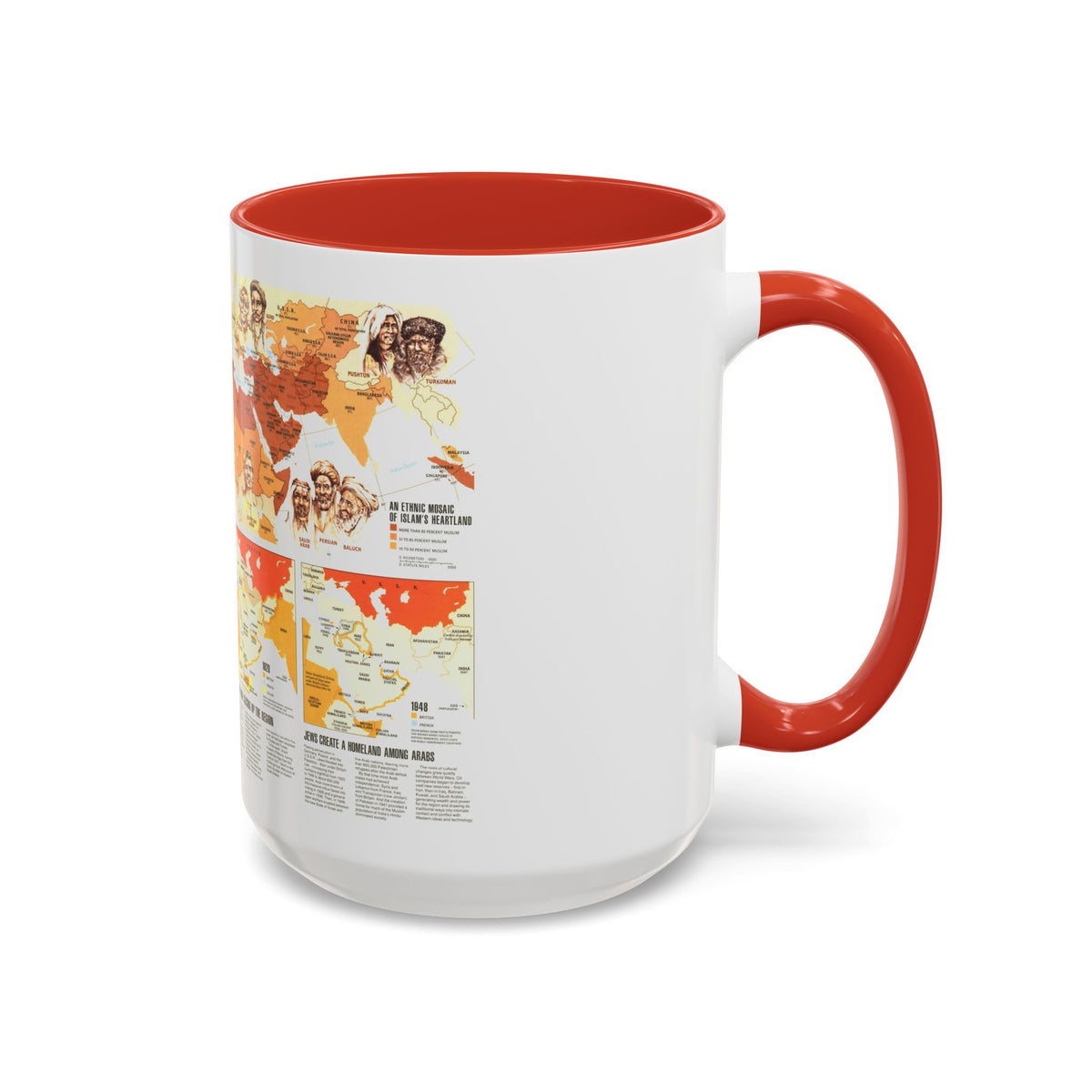 Middle East - Two Centuries of Conflict (1980) (Map) Accent Coffee Mug
