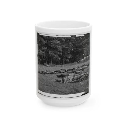 Gettysburg, Pa. Confederate Dead Gathered For Burial At The Southwestern Edge Of The Rose Woods, July 5, 1863 (U.S. Civil War) White Coffee Mug-15oz-Go Mug Yourself