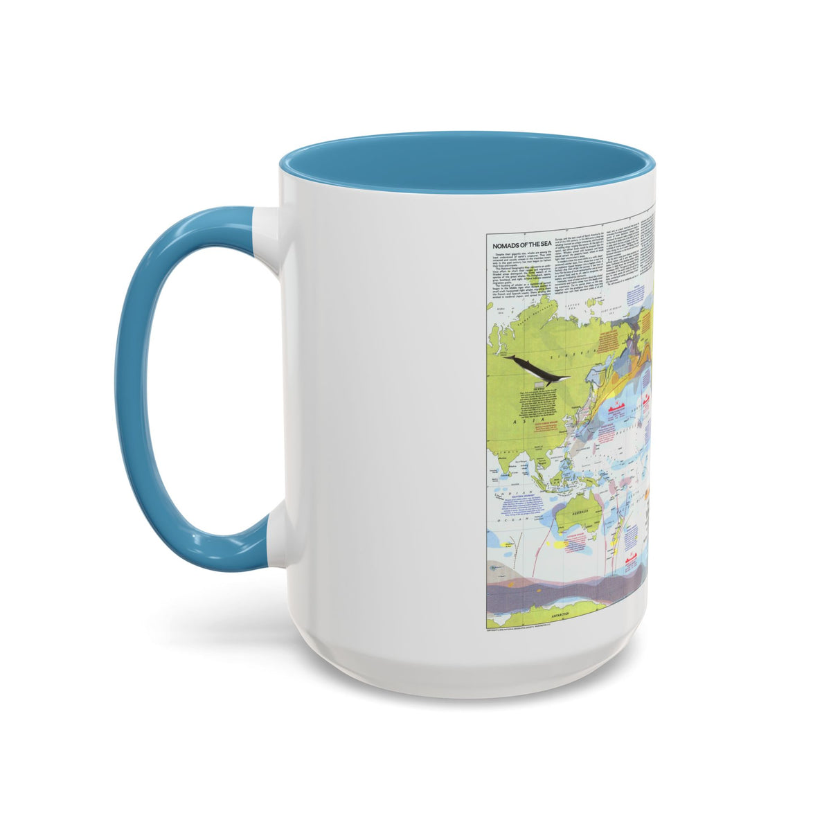 Great Whales, Migration and Range (1976) (Map) Accent Coffee Mug