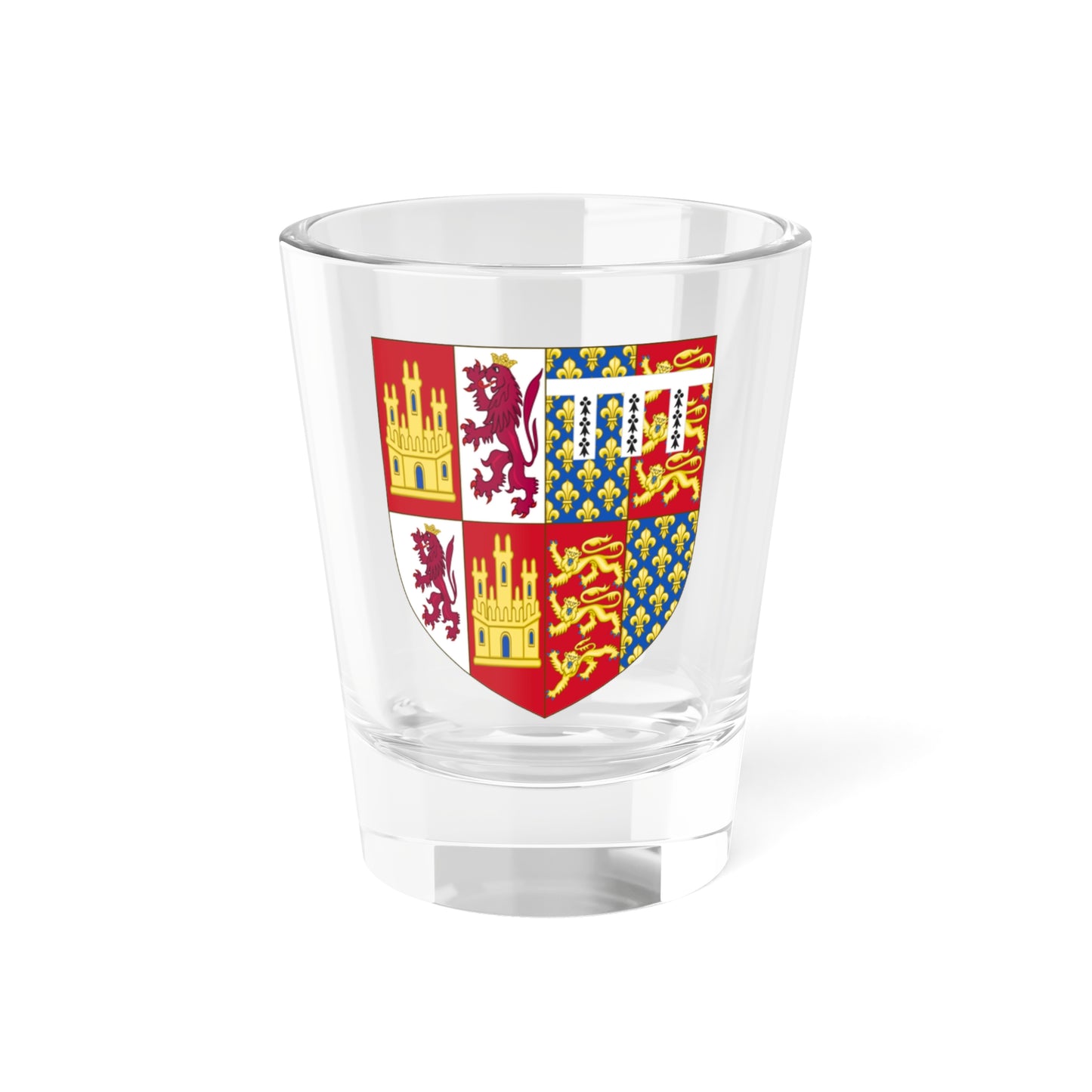 Coat of Arms of John of Gaunt First Duke of Lancaster as Crown of Castile Pretender (Spain) (Coat of Arms) Shot Glass 1.5oz