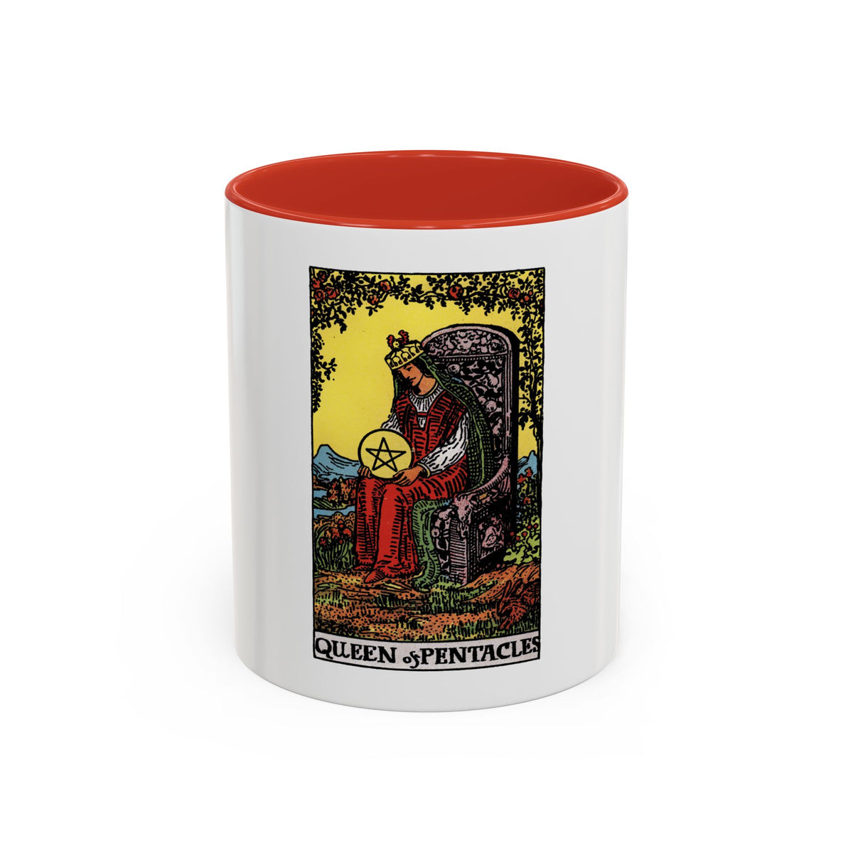 The Queen of Pentacles (Tarot Card) Accent Coffee Mug