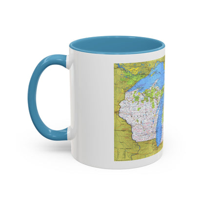 USA - Wisconsin, Michigan ,Great Lakes 1 (1973) (Map) Accent Coffee Mug