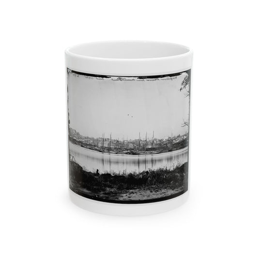 Washington, D.C. Georgetown Waterfront With Sailing Vessels, Seen From Mason's Island (U.S. Civil War) White Coffee Mug