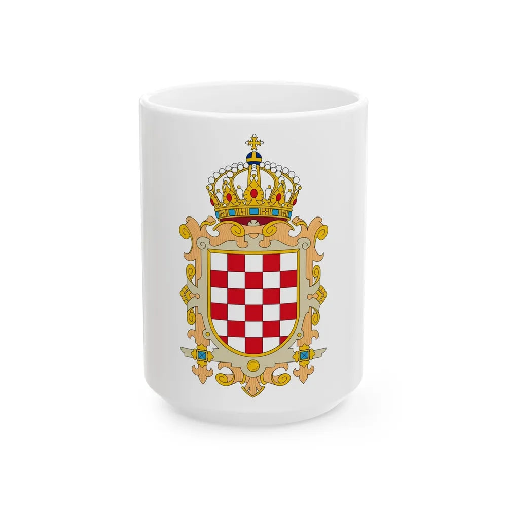 Coat of Arms of Kingdom of Croatia - White Coffee Mug-15oz-Go Mug Yourself