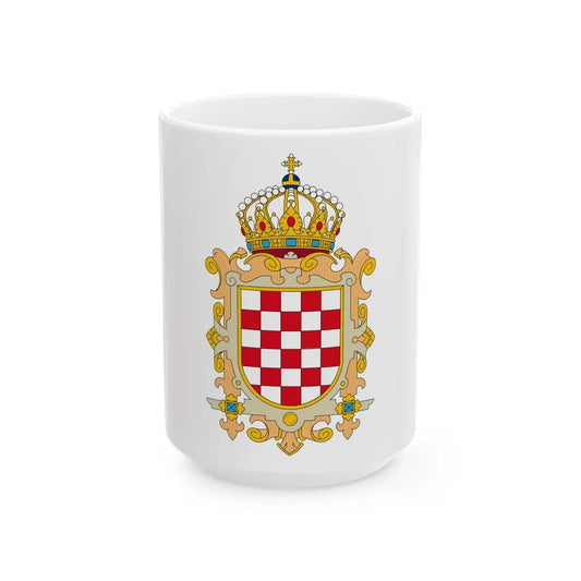 Coat of Arms of Kingdom of Croatia - White Coffee Mug-15oz-Go Mug Yourself