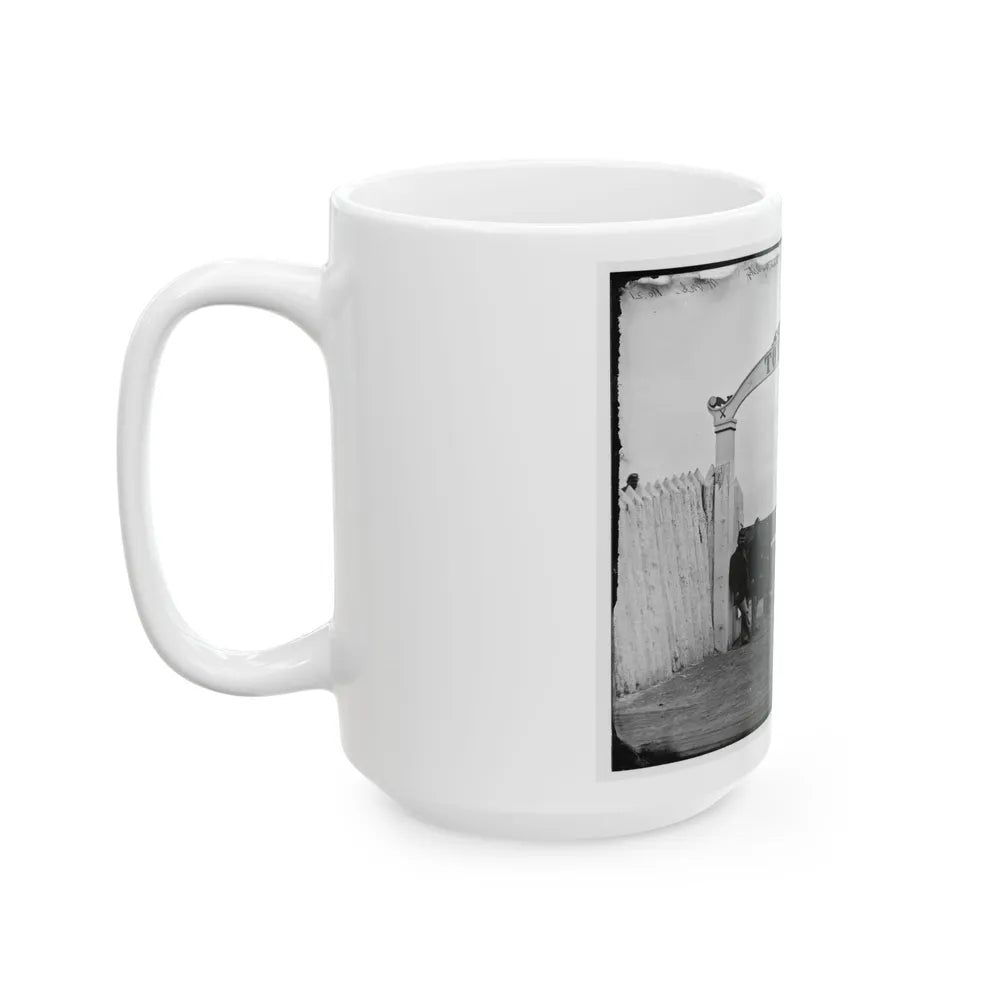 District Of Columbia. Men And Gun Of 3d Massachusetts Heavy Artillery At Ornamental Gate Of Fort Totten (U.S. Civil War) White Coffee Mug-Go Mug Yourself