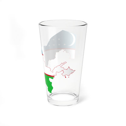 Flag-map of Uzbekistan (Uzbekistan) Pint Glass 16oz