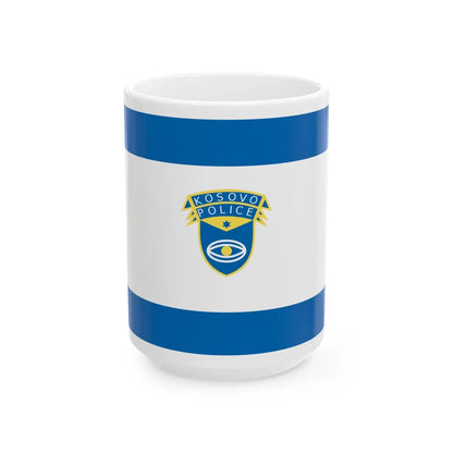 Flag of the Kosovo Police Service - White Coffee Mug-15oz-Go Mug Yourself