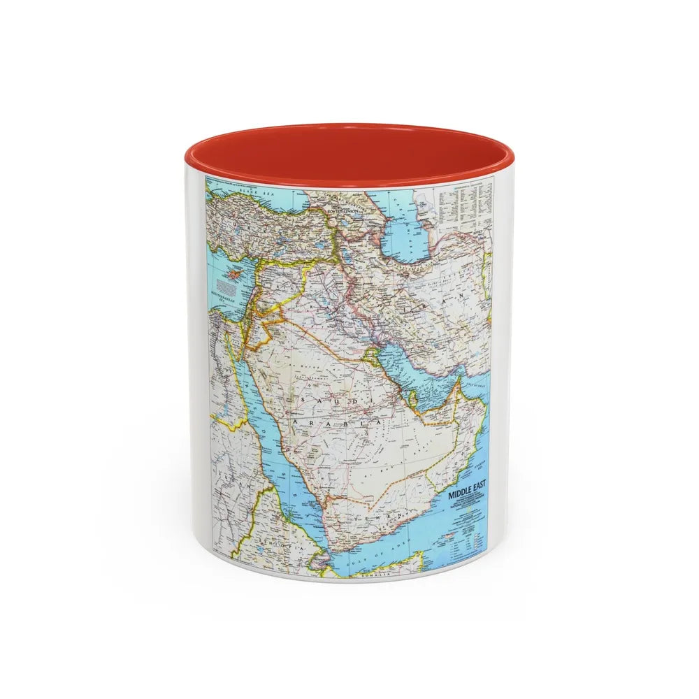 Middle East (1991) (Map) Accent Coffee Mug-11oz-Red-Go Mug Yourself