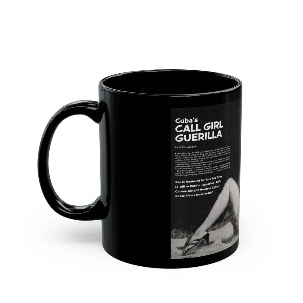 Cuba's Call Girl Guerilla, Adventure, December 1963 - Black Coffee Mug-Go Mug Yourself