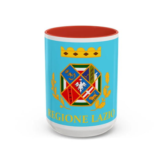 Flag of Lazio Italy - Accent Coffee Mug-15oz-Red-Go Mug Yourself