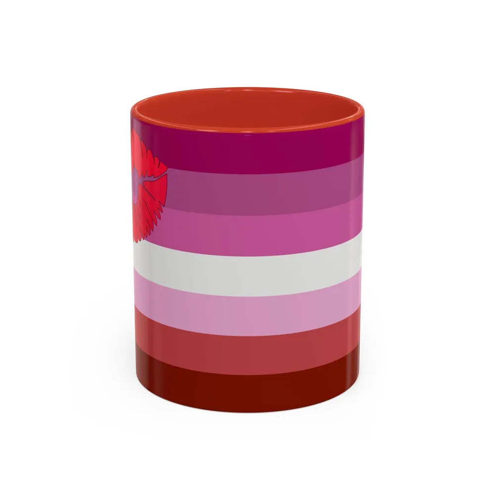 Lipstick lesbian Pride Flag - Accent Coffee Mug-11oz-Red-Go Mug Yourself