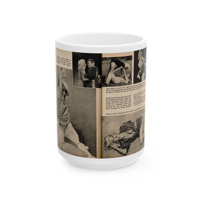 Jayne Mansfield #193 - 2 Pages, 5 B&W Photos, Captions & Article from PICTURE SCOPE January '57 (Vintage Female Icon) White Coffee Mug-15oz-Go Mug Yourself