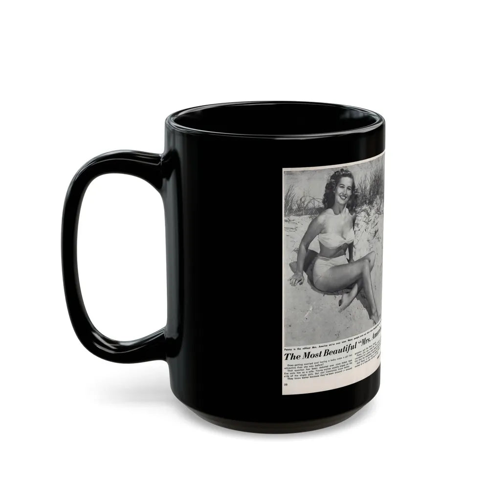 Penny Duncan #76 - [Pages 22 & 23] Featuring, Penny 3 Photos, 2 Captions & Brief Article from AMERICAN BEAUTIES Mag. Nov. '52 (Vintage Female Icon) Black Coffee Mug-Go Mug Yourself