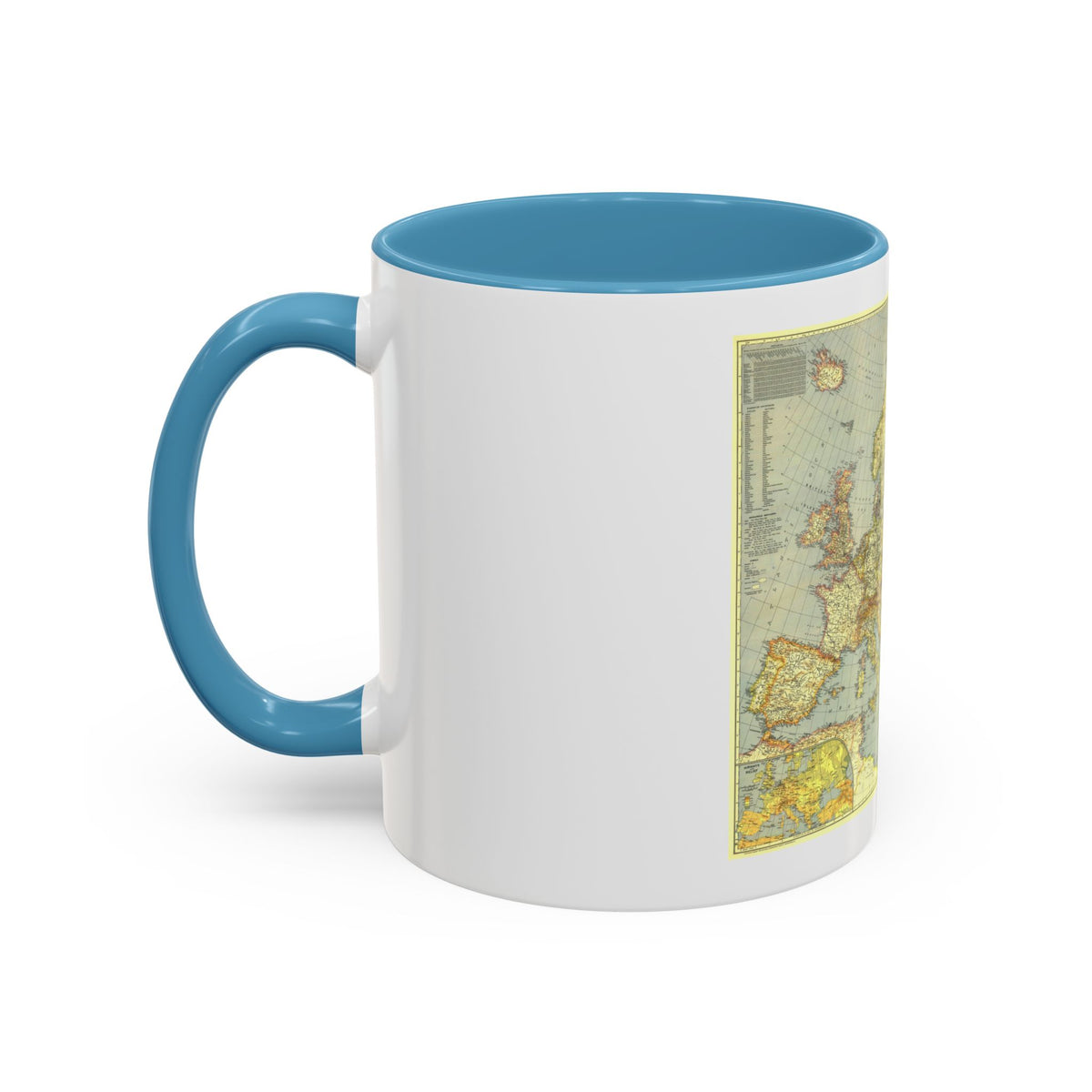 Europe and the Mediterranean (1938) (Map) Accent Coffee Mug