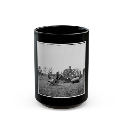 James River, Va. Work Party And Mortars At  Butler's Crow's Nest (U.S. Civil War) Black Coffee Mug