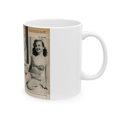 Greta Thyssen #137 - 2 Pages, 3 B&W Photos & Captions from VUE Digest Mag. Nov. '59 (Vintage Female Icon) White Coffee Mug-Go Mug Yourself