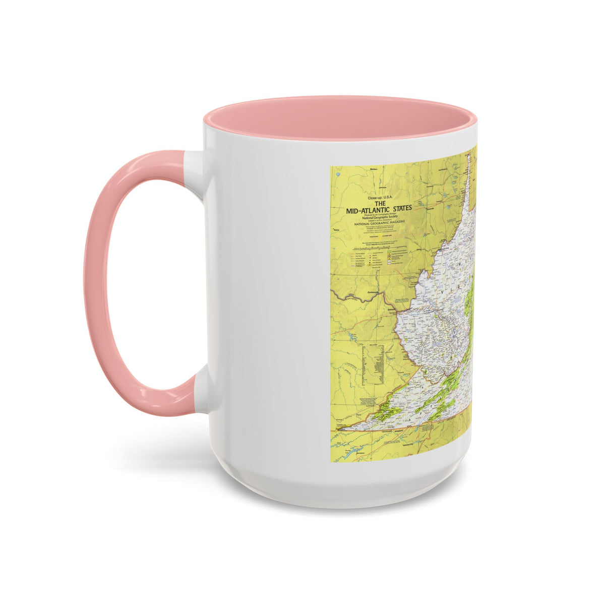 USA - Mid-Atlantic States 1 (1976) (Map) Accent Coffee Mug