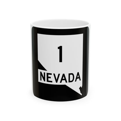 Nevada 1 (Nevada) (Road Sign) White Coffee Mug